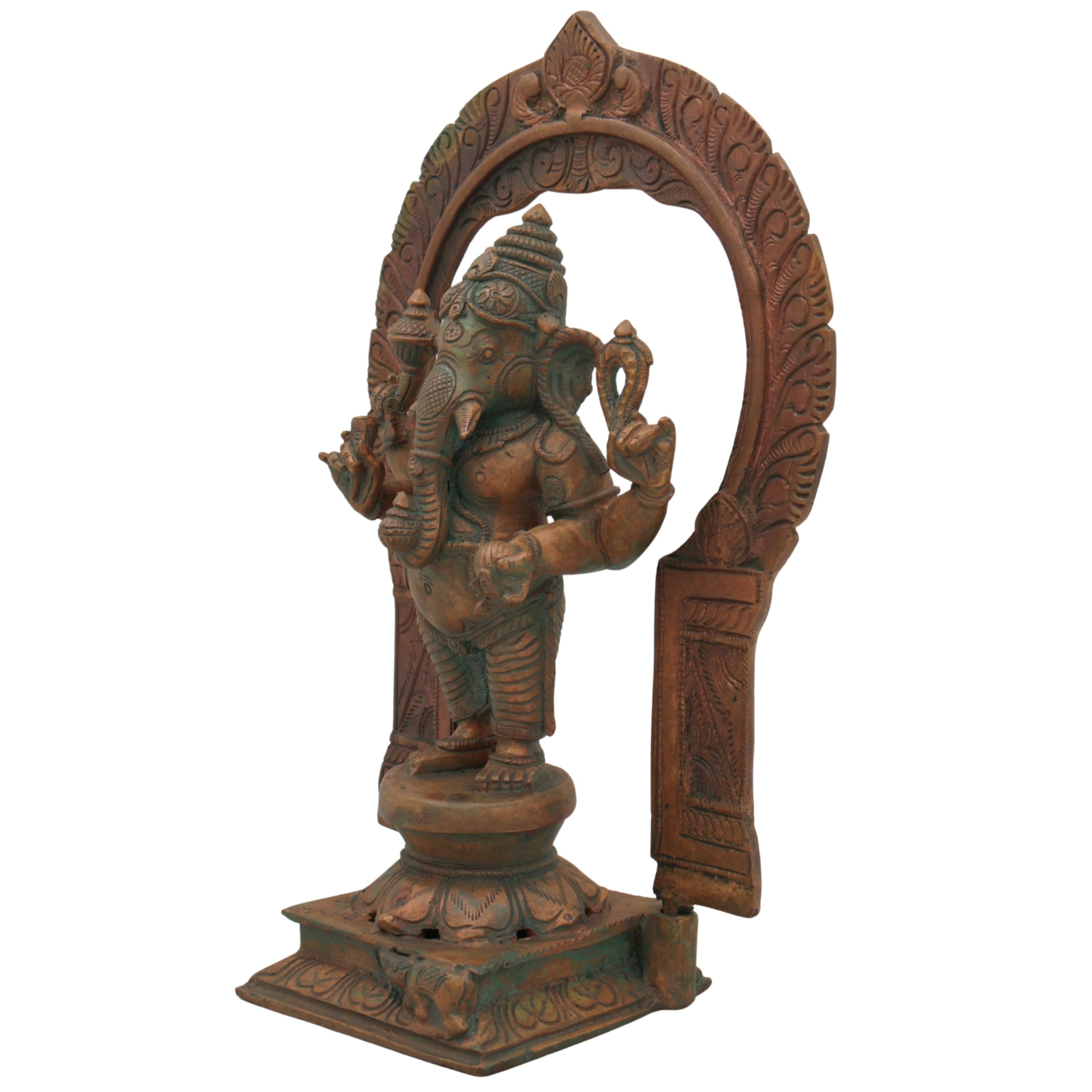 Bhunes Panchaloha Ganesha Idolo in piedi Ganpati Murti Vinayaka Vigraha per Pooja Home Tempio Decor Spiritual Vastu Gift Panchadhatu Statua in bronzo tradizionale fatto a mano marrone 26,9 cm 1 pezzo