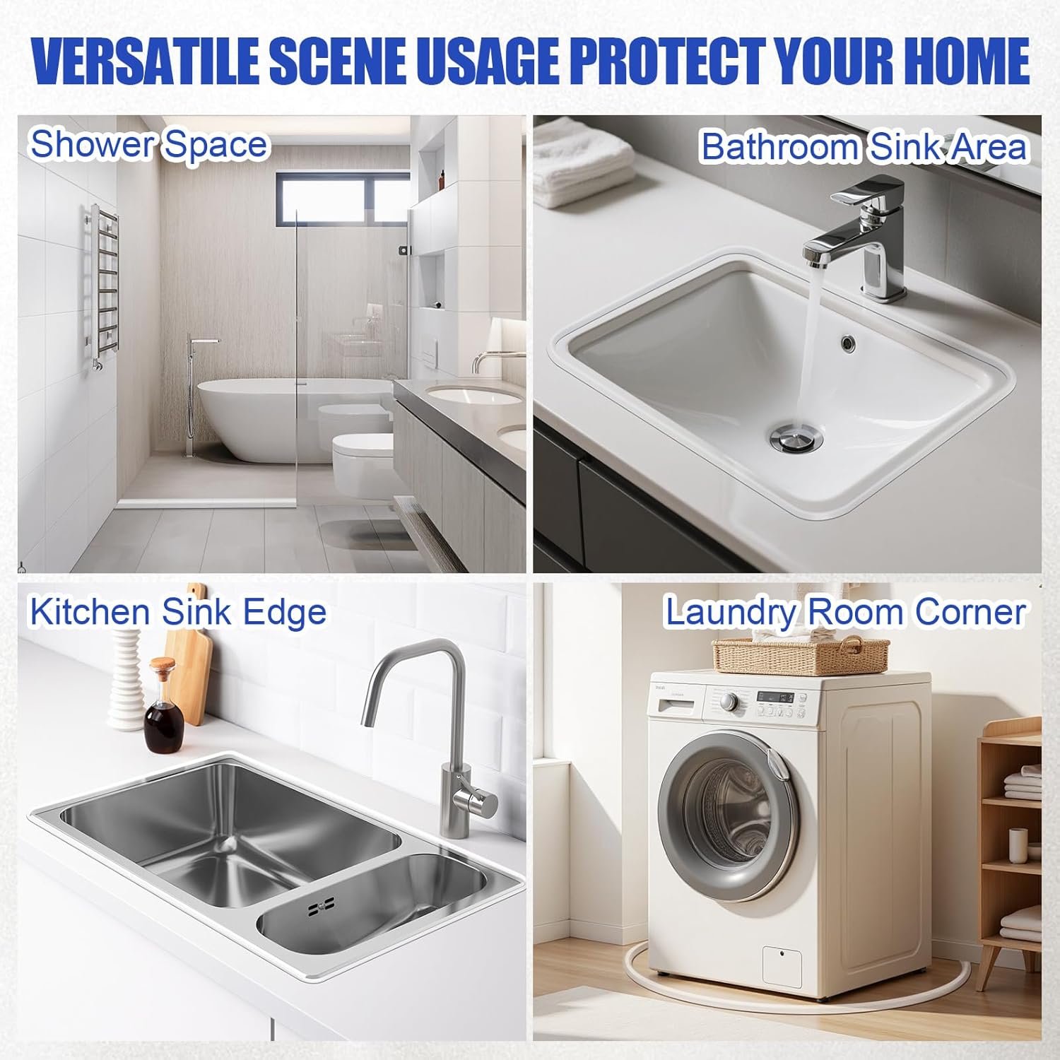 Self Adhesive Shower Threshold Water Dam Waterproof Flexible Silicone Customizable Easy Install Prevents Water Leakage Slipping Wheelchair Accessible (Transparent, 118inch)