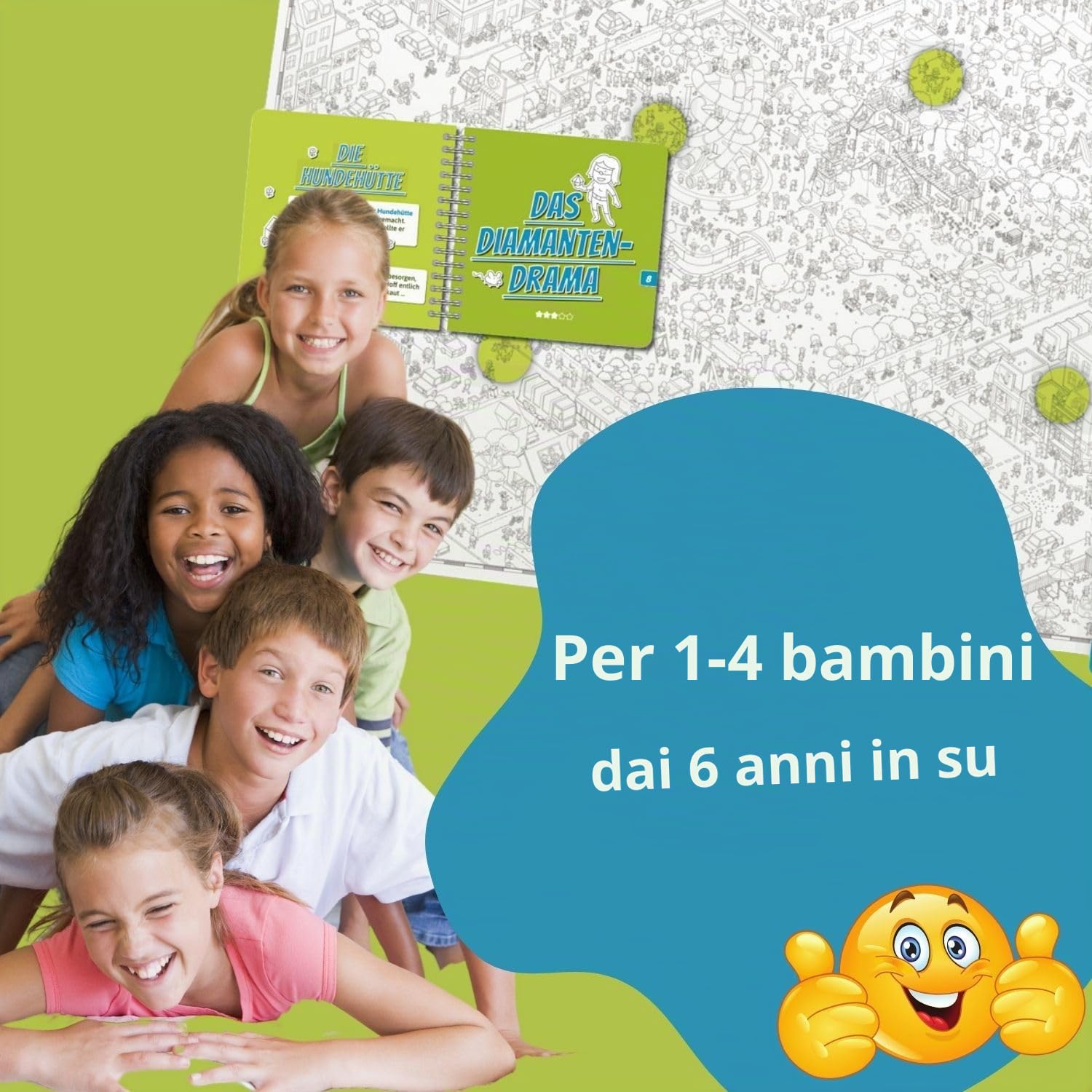 Edizione parco giochi, MicroMacro Kids: il pazzo parco cittadino, gioco di famiglia per giovani detective, emozionante avventura di oggetti nascosti, favorisce il lavoro di squadra e la creatività,