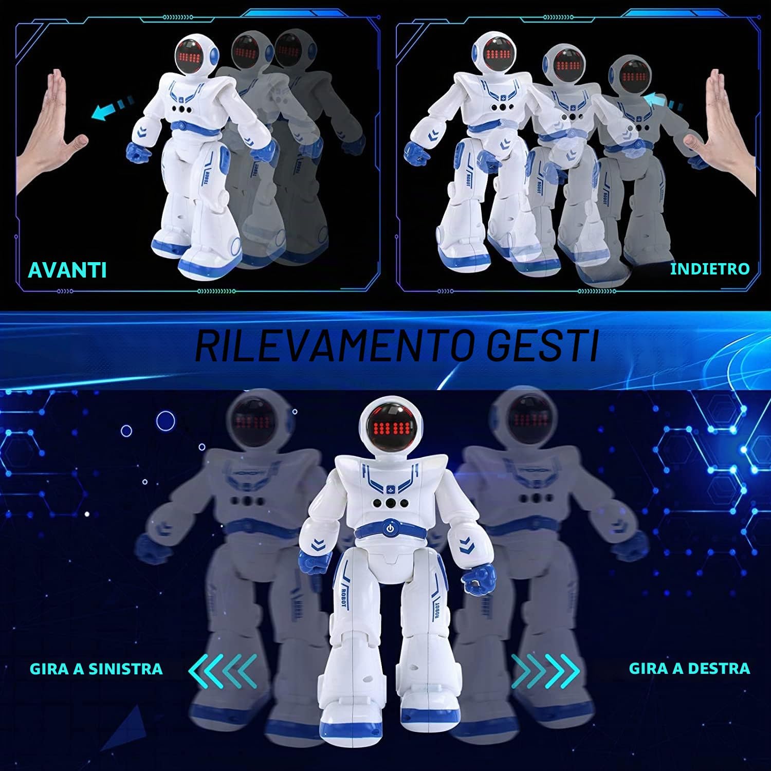 Robot Giocattolo per Bambini 4 5 6 7 8 9 Anni Robot Intelligente Telecomandati Gesture Sensing RC Roboter Giocattoli con Cantando/Balla,Perfet Regalo Giocattoli di Compleanno di Natale per Bambini