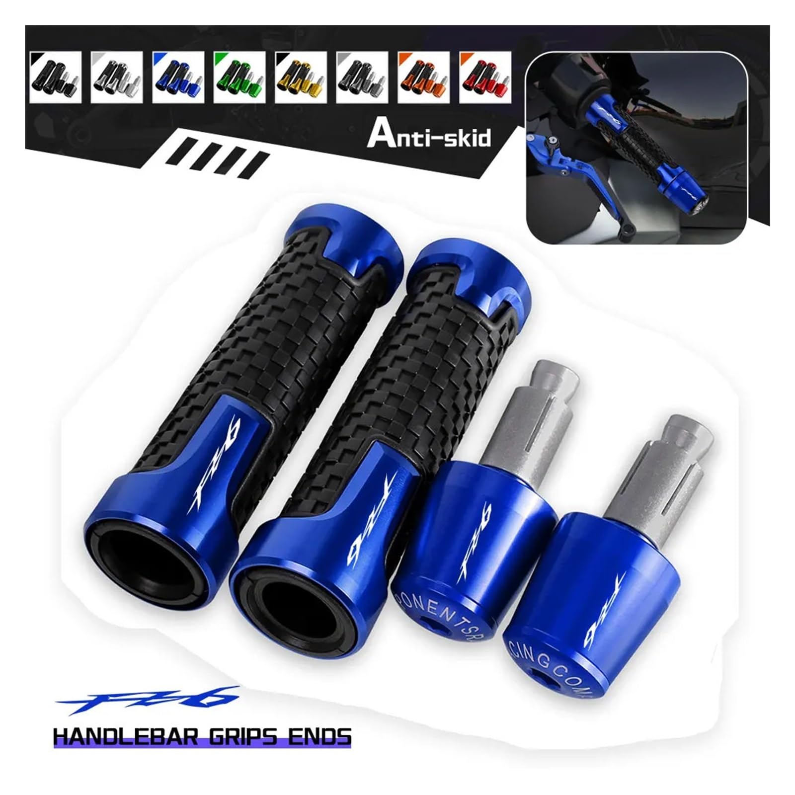 For Yamaha FZ6 FAZER FZ6R FZ6S FZ6N 2004-2008 2009 2010 Accesorios for Motocicletas Empuñaduras de Manillar de 7/8" 22 mm Tapa de Extremo de Manillar(A-Gray)