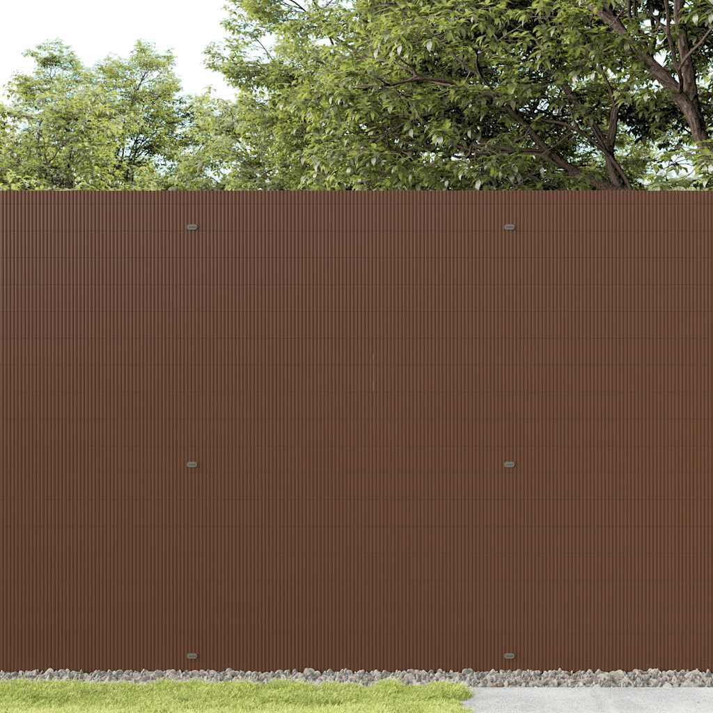 Ogrodzenie ogrodowe, dwustronne, z PCW, brązowe, 1,8 x 3 m, ochrona przed wzrokiem z lamelami, element ogrodzenia na taras, balkon, do ogrodu, ochrona przed wiatrem i granica działki
