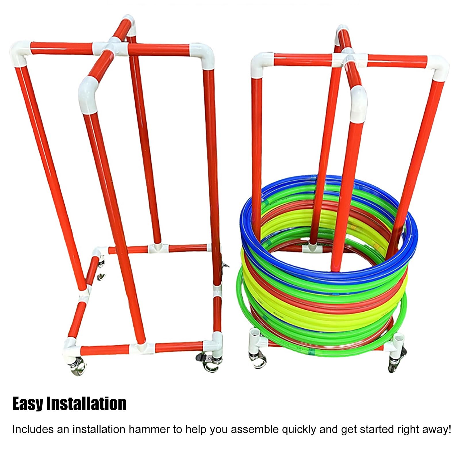 Supporto per Hula Hoop Supporto portatile per hula hoop, supporto mobile per anelli da allenamento con ruote silenziose antiscivolo, carrello espositivo salvaspazio