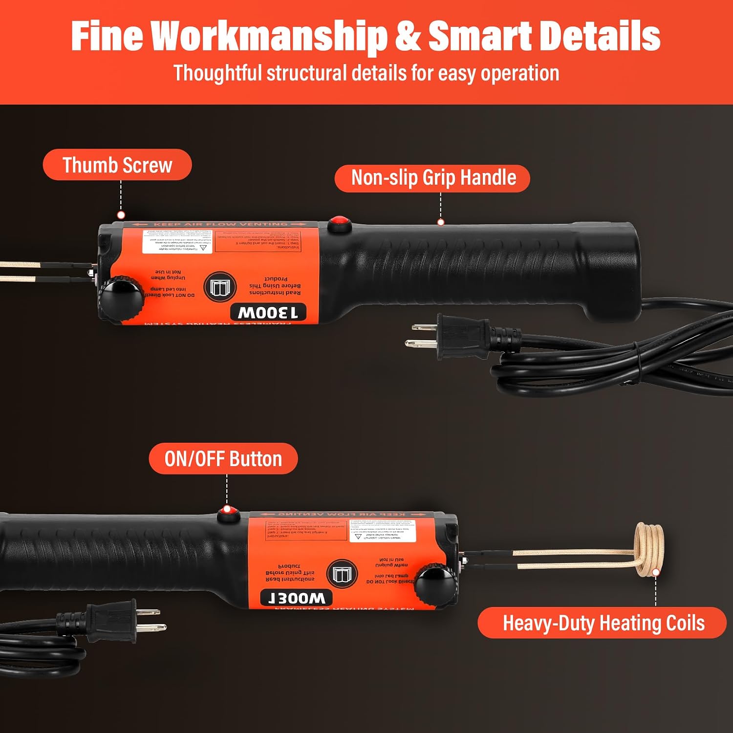 1300W Induction Heater Bolt Removal Kit, 10 Coil Magnetic Bolt Buster Tool with Case, 20S Fast Heating & Overheat Protection, 110V Magnetic Induction Heater Bolt Removal for Car Automotive Repair