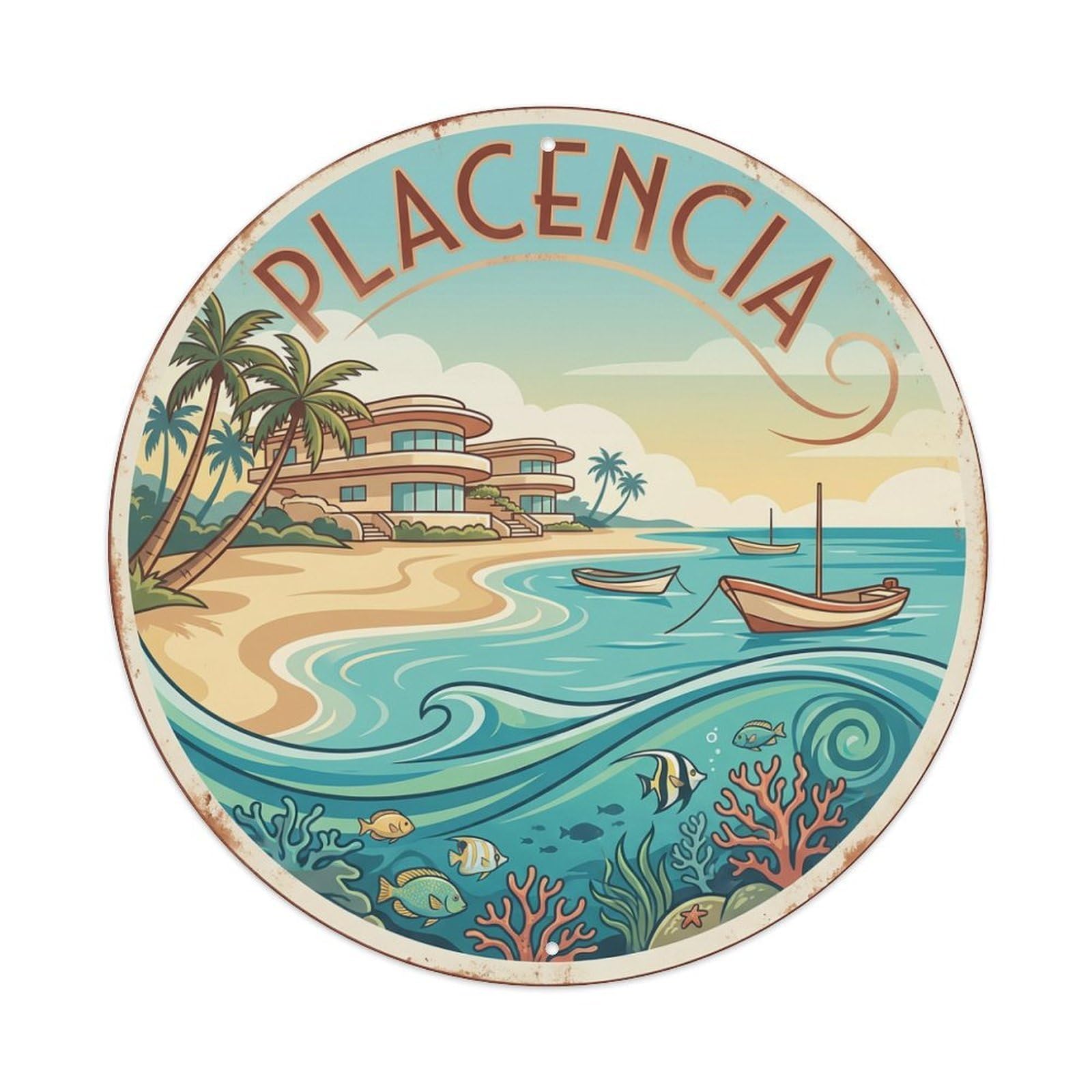 Retro Travel Belize Placencia Metal Tin Sign