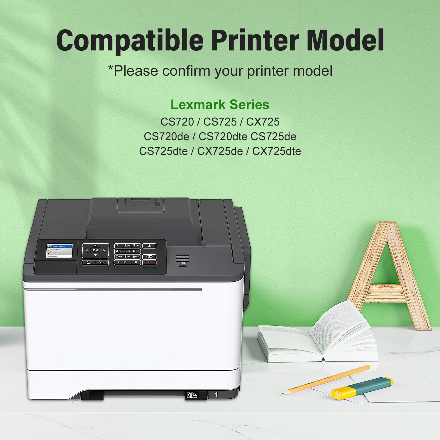 CAIDI 7000 Pages Cartuccia toner CS720 CS725 CX725 rigenerata per Lexmark CS720de CS720dteCX725de CX725dhe CS725dte stampante 74C20C0 74C20K0 74C20M0 74C20Y0 (1 giallo