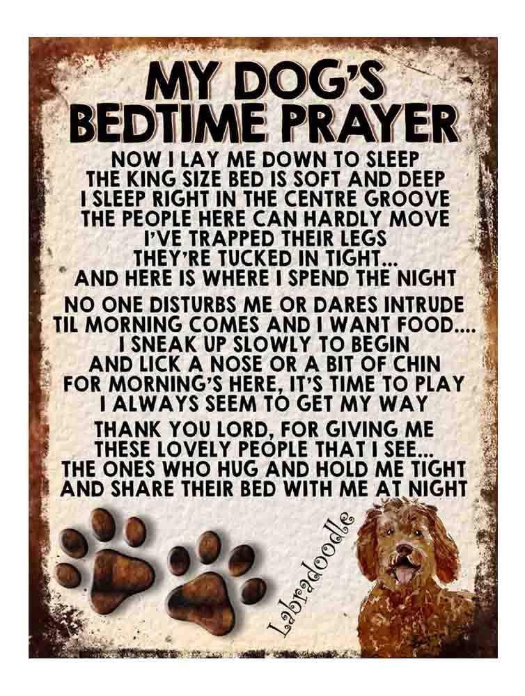 MY DOG'S BEDTIME PRAYER RETRO STYLE METAL TIN SIGN/PLAQUE (Labradoodle)