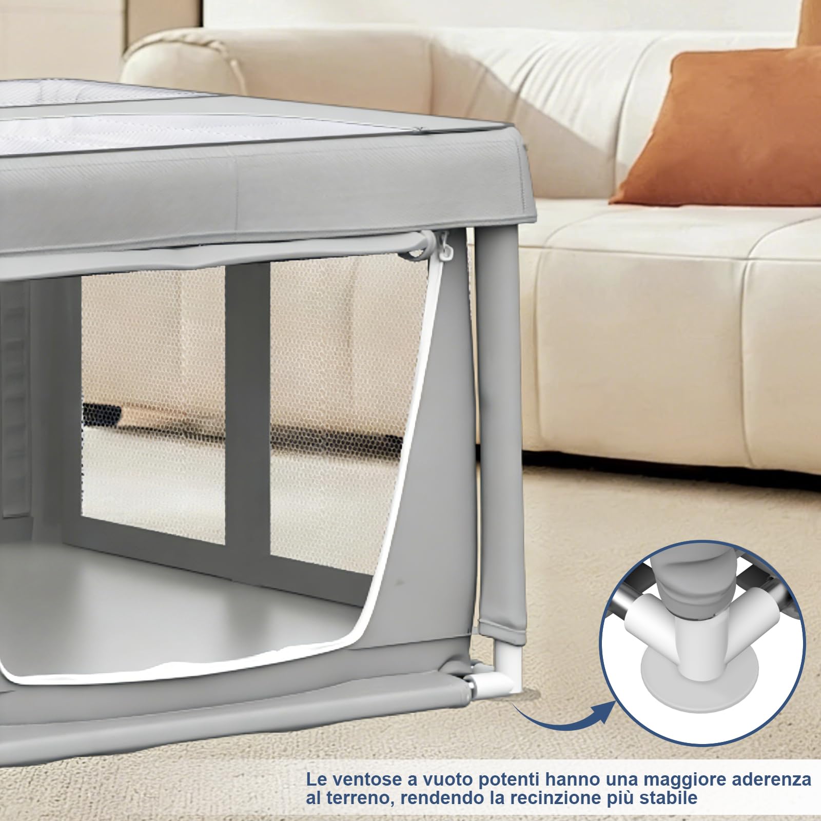 Parque para Cachorros con Puerta, Corral para Perros pequeños o Cachorros, Parque de Seguridad para Mascotas con Tela, Malla de Nailon y Tubos de Acero Inoxidable (Gris, 90x90x66cm, 6)
