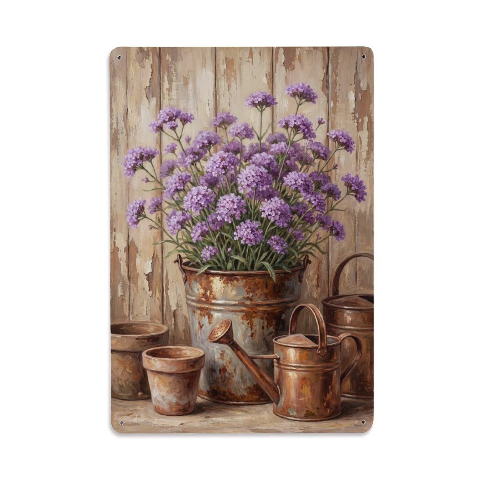 Vintage Flower Bunch Verbena Pastoral Aesthetics Metal Tin Sign