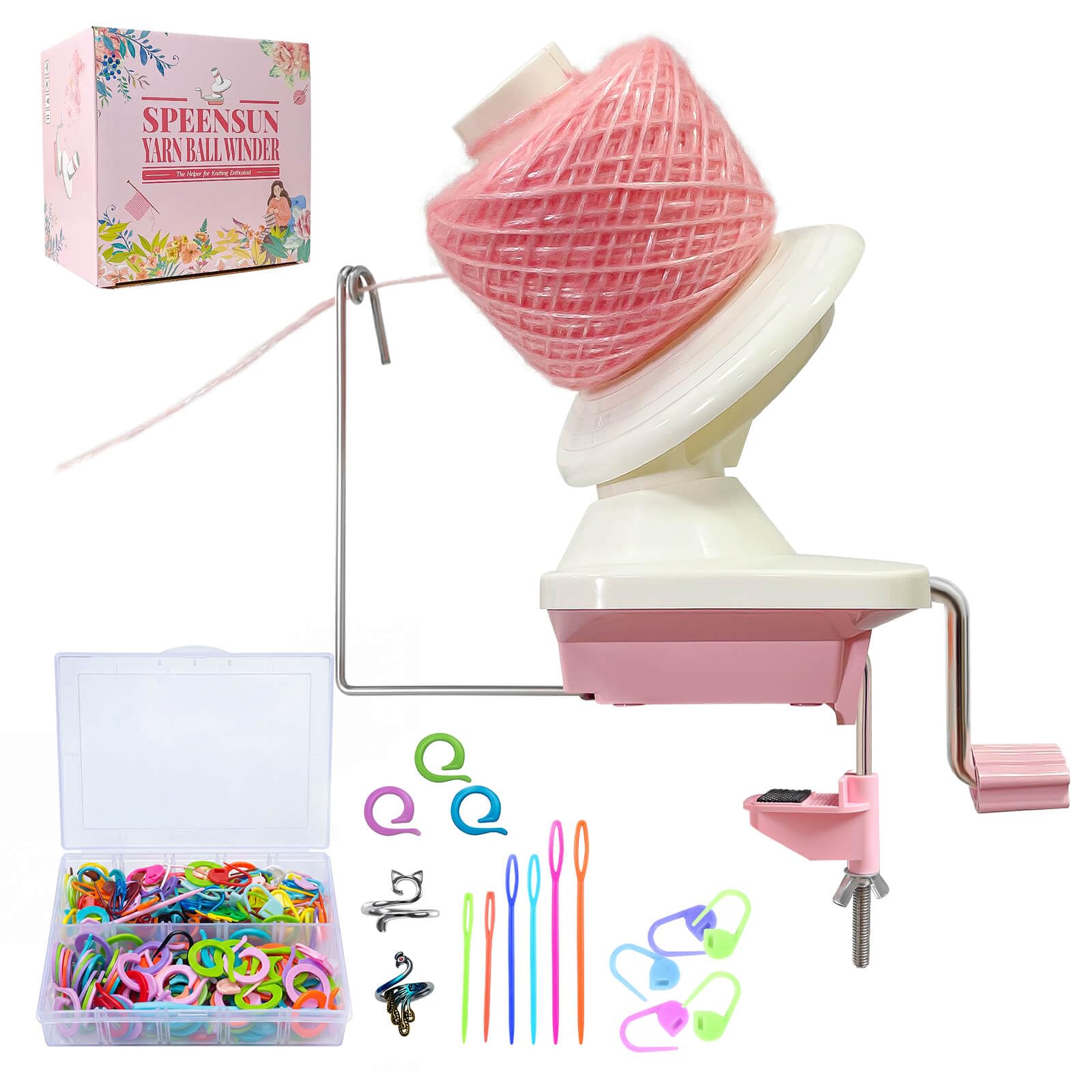 SPEENSUN 3.5 OZ Yarn Winder, 258-Piece Crochet Accessories Kit