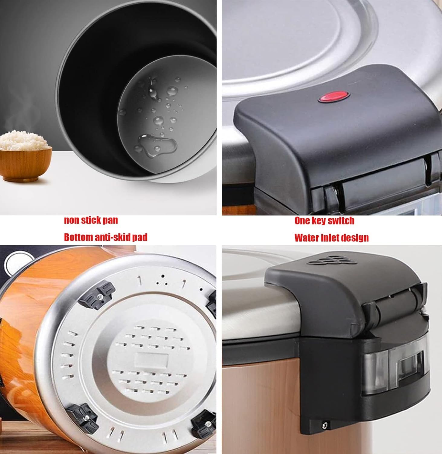 Scalda riso professionale da 23 litri, cuoci riso professionale, cuoci riso Aroma, isolamento alimentare in acciaio inox a risparmio energetico da 100 W, pentola interna antiaderente(Brown)