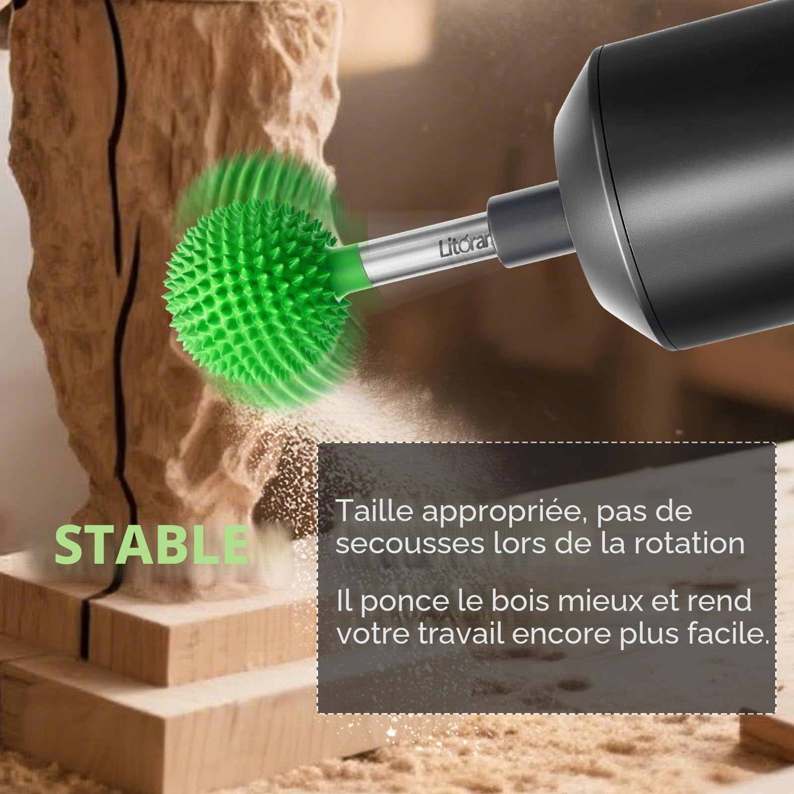 Litorange Fraise à bille en carbure avec pointe longue pour perceuse, Ponceuse à tête sphérique de 1/4" pour meuleuse droite électrique, fraise à bois, râpe à billes pour le travail du bois et la