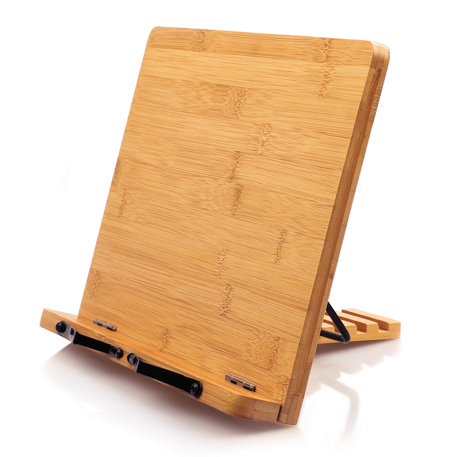 Buy Bamboo Book Stand Cookbook Holder Reading Desk Bookrest with 5