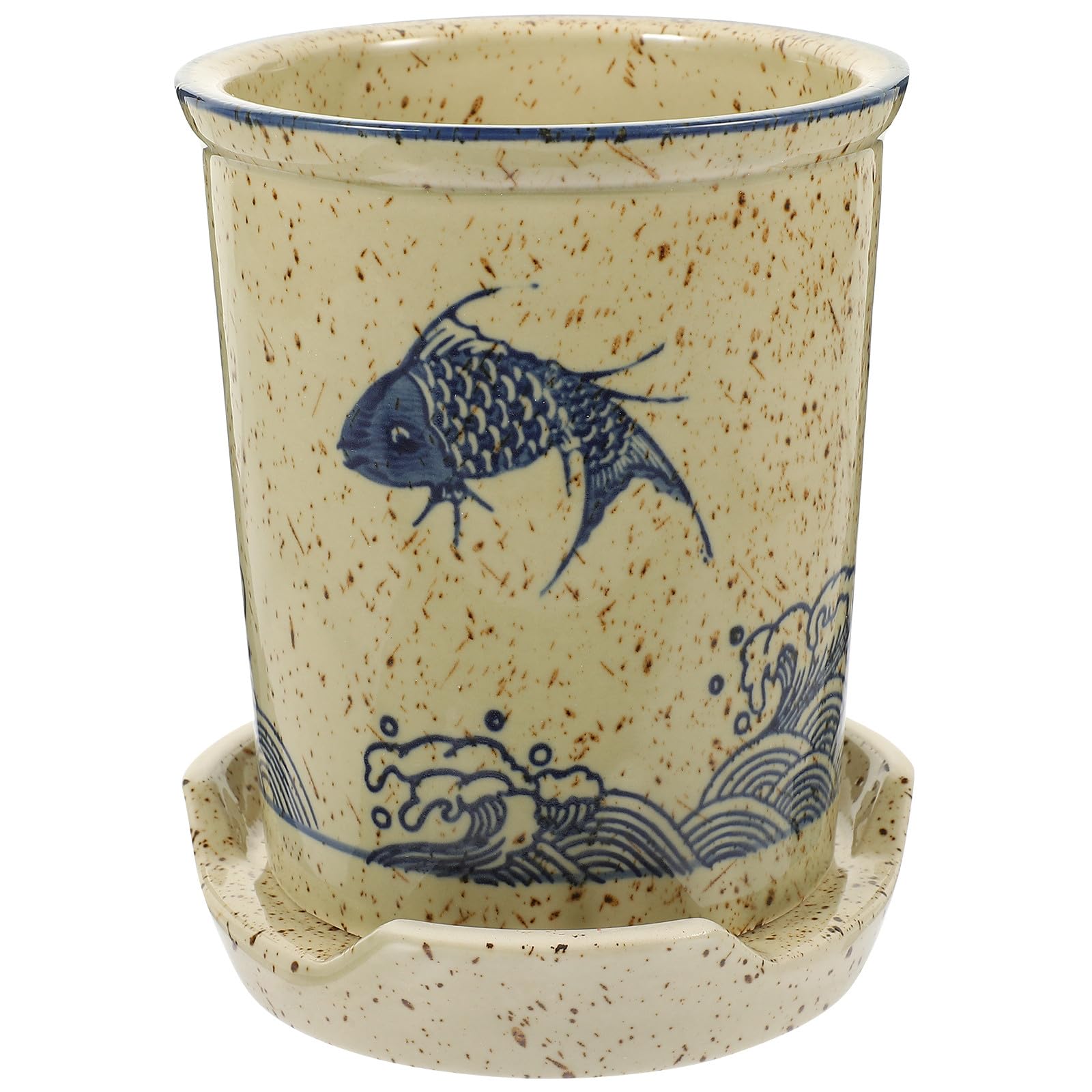 Porte-ustensiles Cuisine en Céramique Khaki pour Rangement Stable de Baguettes et Cuillères Design Moderne et Élégant, pour Comptoir Cuisine