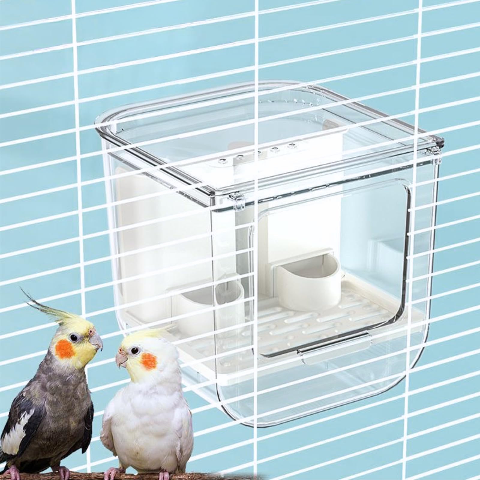 Bain d'oiseaux pour Cage, Accessoires pour Cage à Oiseaux, Baignoire Suspendue pour Oiseaux de Petite et Moyenne Taille, perroquets, inséparables, pinsons, perruches, mannequins