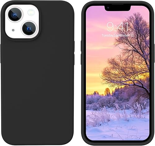 GUAGUA Funda compatible con iPhone 13 Mini de 5.4 pulgadas, silicona líquida de gel suave, goma de microfibra delgada, cubierta de textura de cojín,
