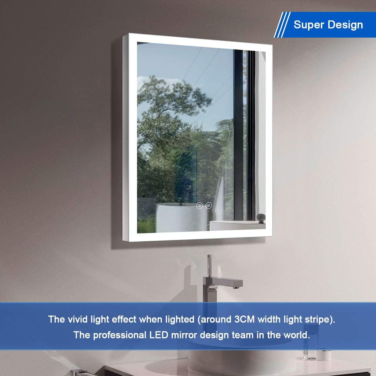 Crazy Clearance 24 x 32 Inch LED Bathroom Mirror with Touch Button, Anti Fog, Dimmable, Cold & Warm Light, Vertical & Horizontal Mount (NT152-2432)