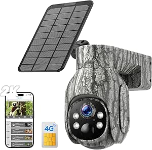 4G LTE Cellular Trail Camera with Solar Panel & SIM Card, Solar Trail Camera Pan 355° Tilt 90° Night Vision Live View Motion Alert,Trail Game Camera for Wildlife Hunting Deer asin的图片