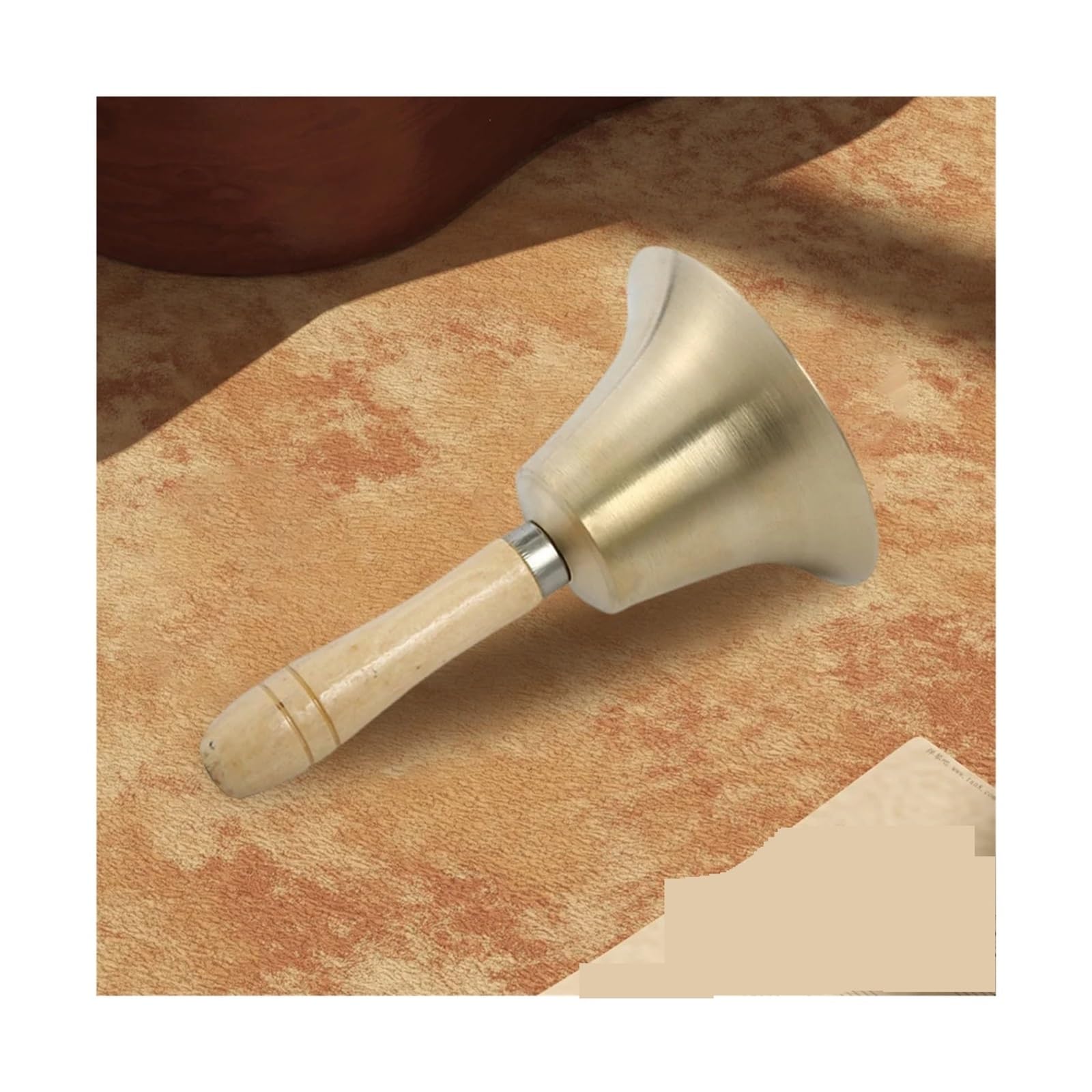 Campana de Mano Metal Campana de mano latón macizo 7 cm | Campanas multiusos con mango de madera, llamada súper fuerte, for enseñanza musical