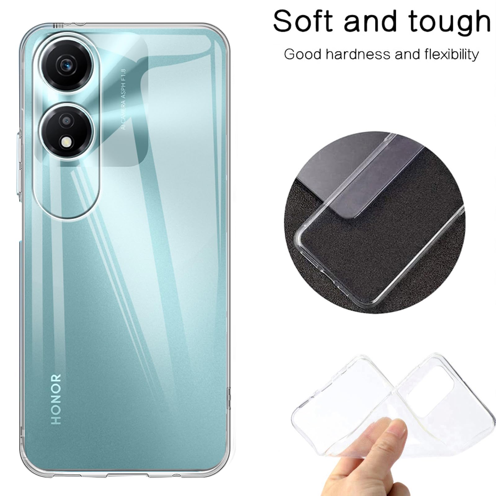 Cover Per Honor X5 Plus + 3 Pellicole Vetro Temperato – Custodia Morbida In TPU Trasparente E Antiurto