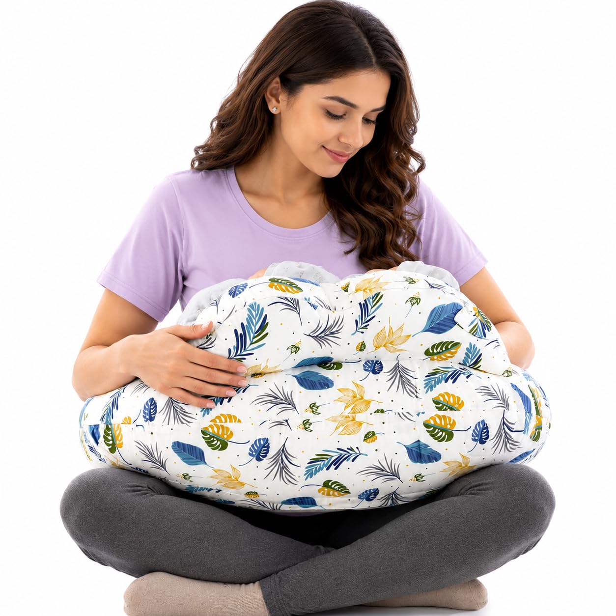 Proliva Feeding Pillow for New Born Baby with Detachable Cover Breast Feeding & Maternity Nursing Pillow for Breastfeeding Support for Baby Feeding Pillow for Mom (Beige-Pan-B2)-image-35
