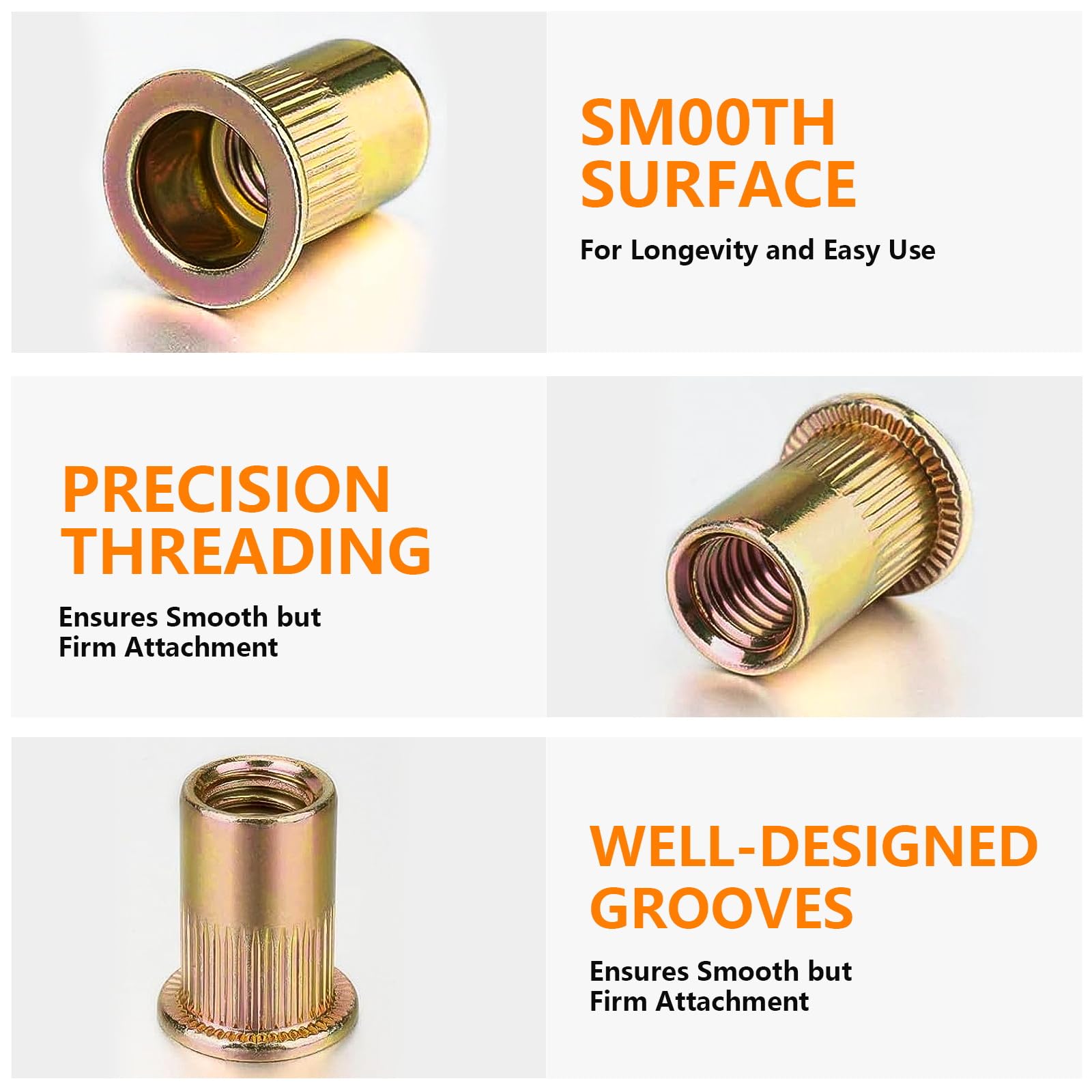 Snapklik.com : Rivet Nut, FOREVTL 100 Pieces M6 UNC Carbon Steel Flat ...