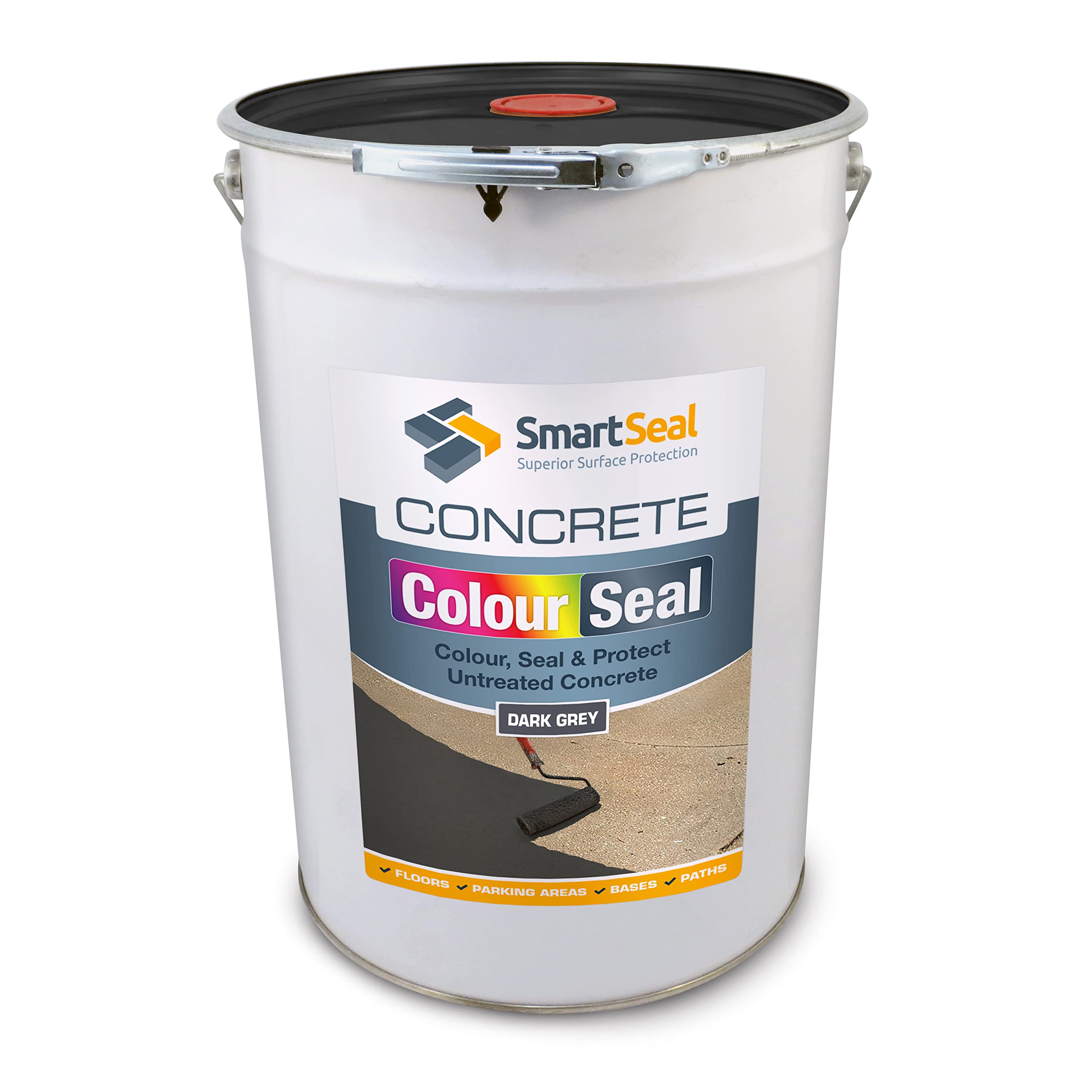 SmartSeal Coloured Concrete Sealer (Dark Grey, 25L) - Professional Sealant to Recolour, Protect & Transform Floors - Durable Alternative to Concrete Paint - Hard-Wearing Finish