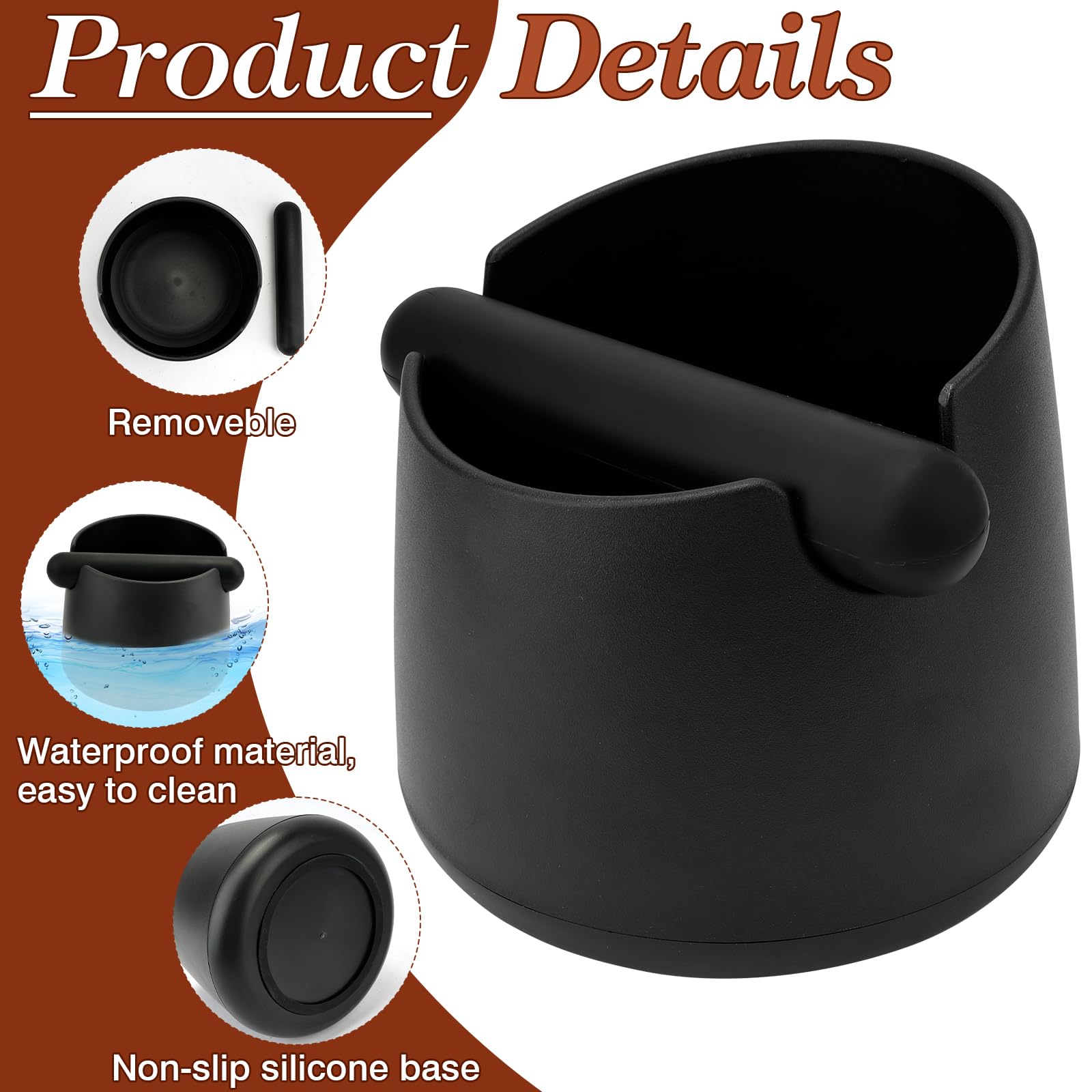 Knock Box Coffee, Contenitore per Fondi di Caffè con Asta Rimovibile e 1 Spazzola per la Pulizia, Scatola Fondi di Caffè Accessori per Macchina da caffè