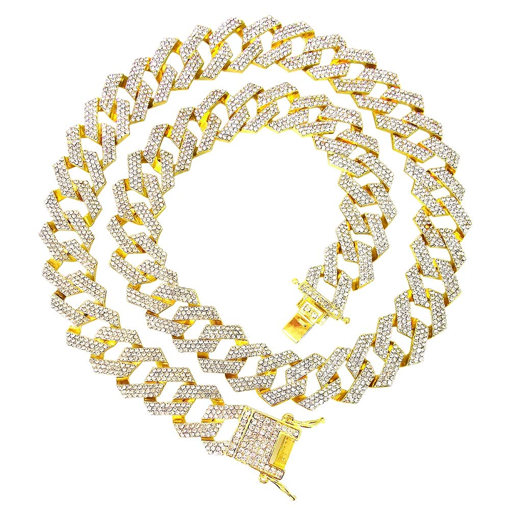 HH BLING EMPIREIced Out Diamond Cuban Link Chain for Men Women Silver Gold Miami Cuban Necklaces Hip Hop 16-30 Inches