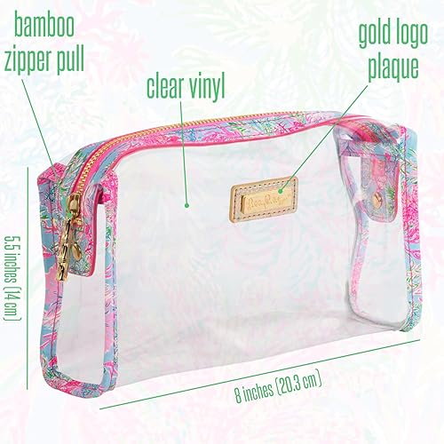 Miniatura 3 de Lilly Pulitzer Bolsa transparente con cremallera, bonito estuche para adultos, neceser de viaje, bolsa pequeña para suministros, maquillaje o