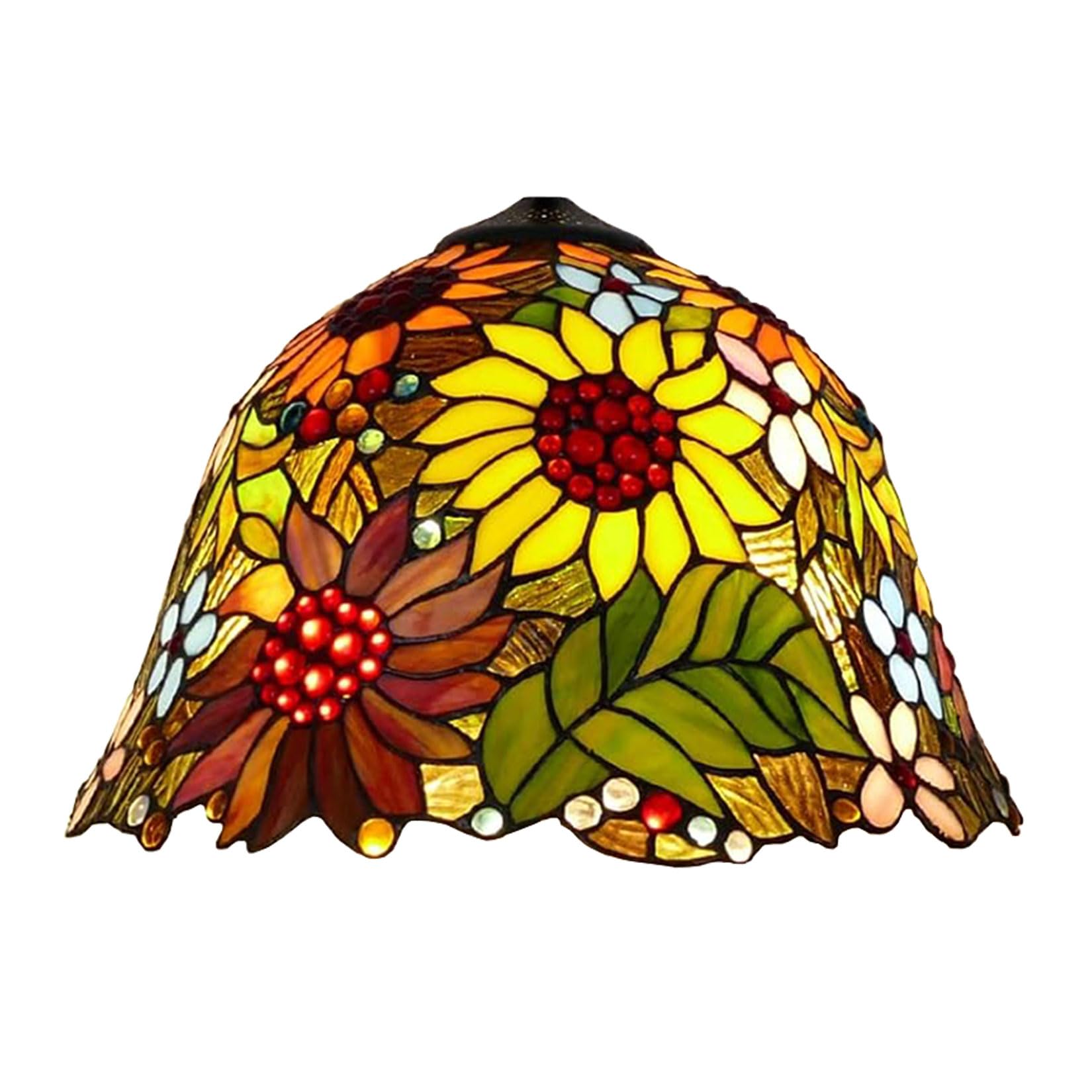 SaryEdge Tiffany Lampshades Replacement Only Stained Glass Hat Style Lamp Shade 16 Inch Fit for Table Desk Lamp, Floor Lamp, Pendant Light Fixture,Butterfly Flower，Dragonfly Lotus，Dragonfly Lotus