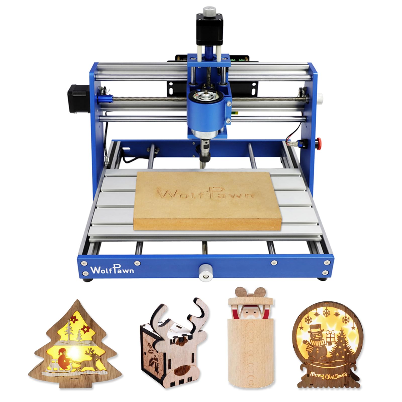 CNC Router Machine 3018 Blue All-Metal for Beginner with Emergency-Stop 3 Axis GRBL Control Engraving Machine Milling Carving for Wood Acrylic MDF PVC Plastic, 300X180X60mm (775Motor)