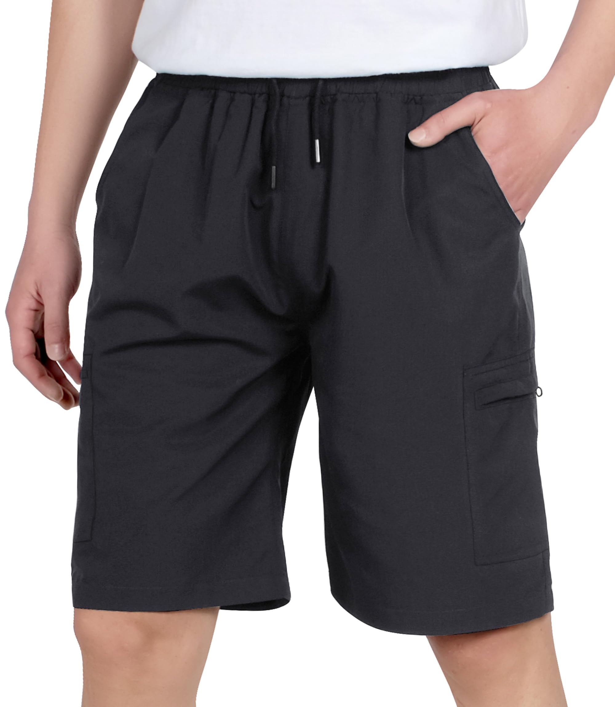 Pantalones Cortos Tipo Cargo para Niños de Secado rápido con Cintura Elástica Shorts Bolsillo con Cremallera