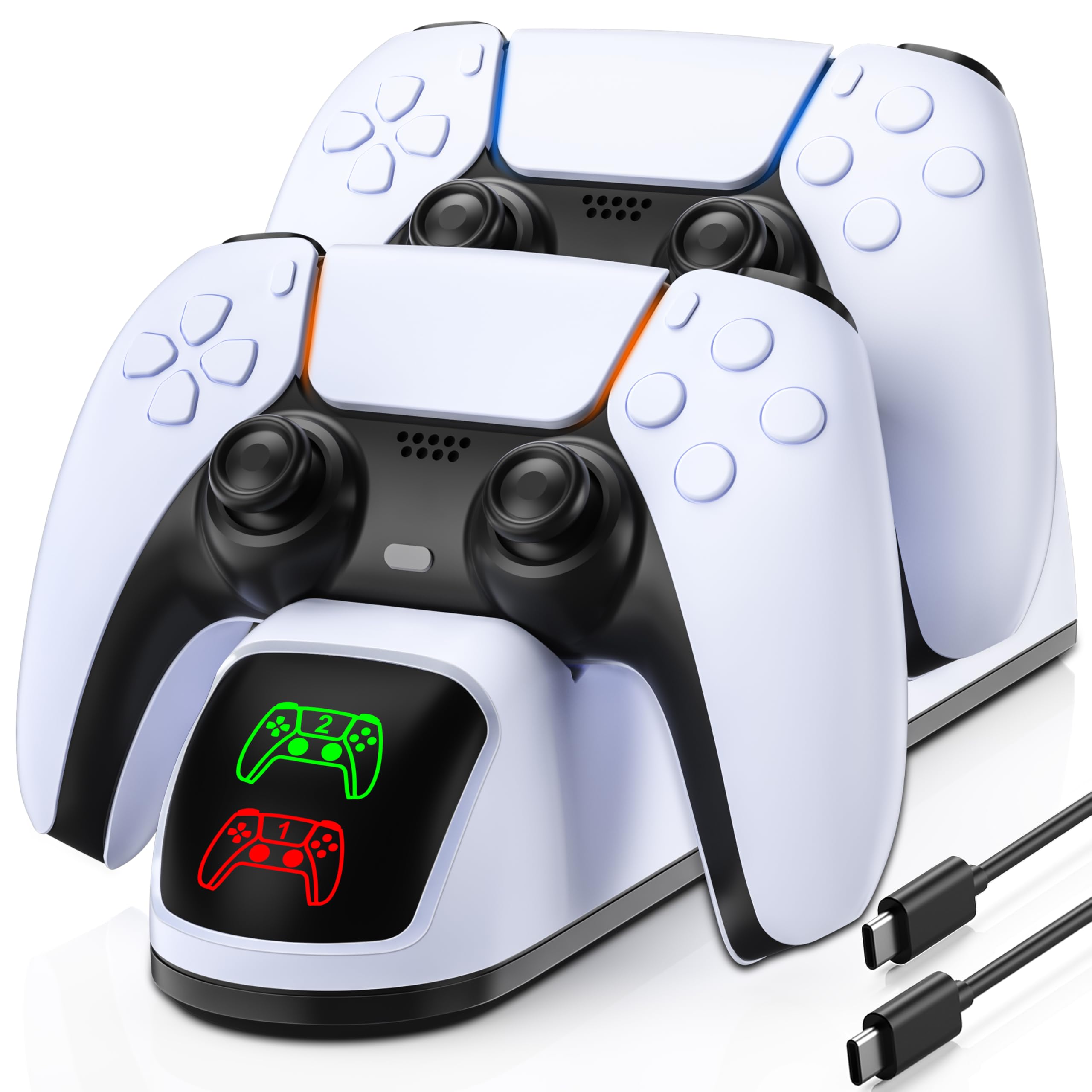 Estación de carga de controlador PS5 para PlayStation 5 Dualsense, base de carga de controlador PS5 con indicador LED, estación de carga para controladores PlayStation 5 con cable de carga rápida