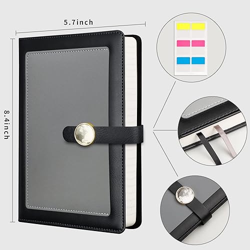 Miniatura 3 de AHGXG Diario rayado para mujer, cuaderno de tapa dura de cuero A5, con hebilla magnética, bolsillo y caja de regalo, 192 páginas numeradas, papel