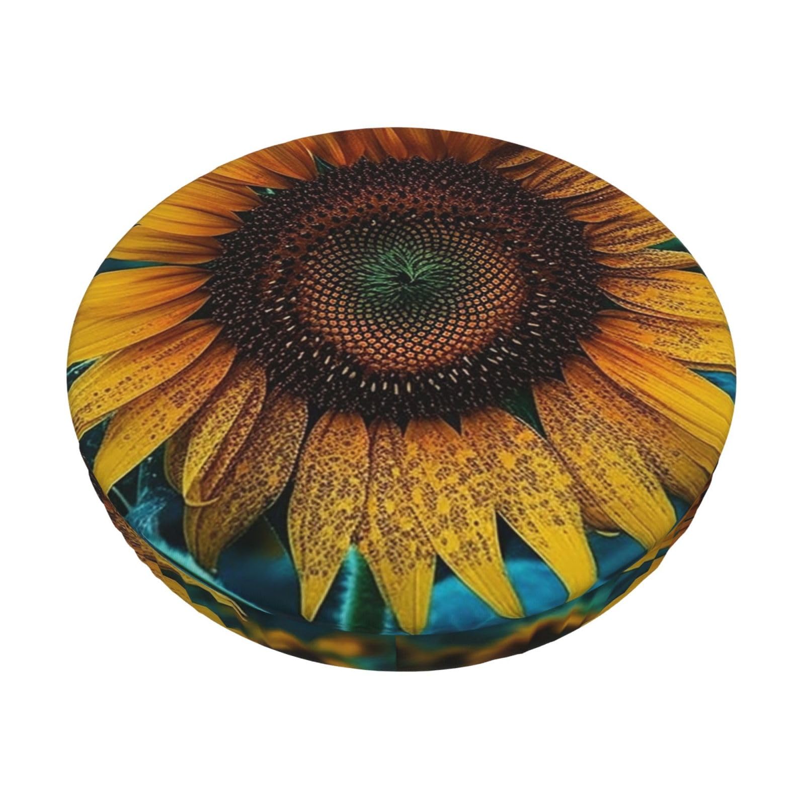 Fodpand Black The Most Beautiful Sunflower Stool Covers Round 14 Inch, Stretch Round Bar Stool Seat Covers Washable Dustproof Stool Cushion Slipcover Soft Velvet Bar Chair Covers With Elastic Band