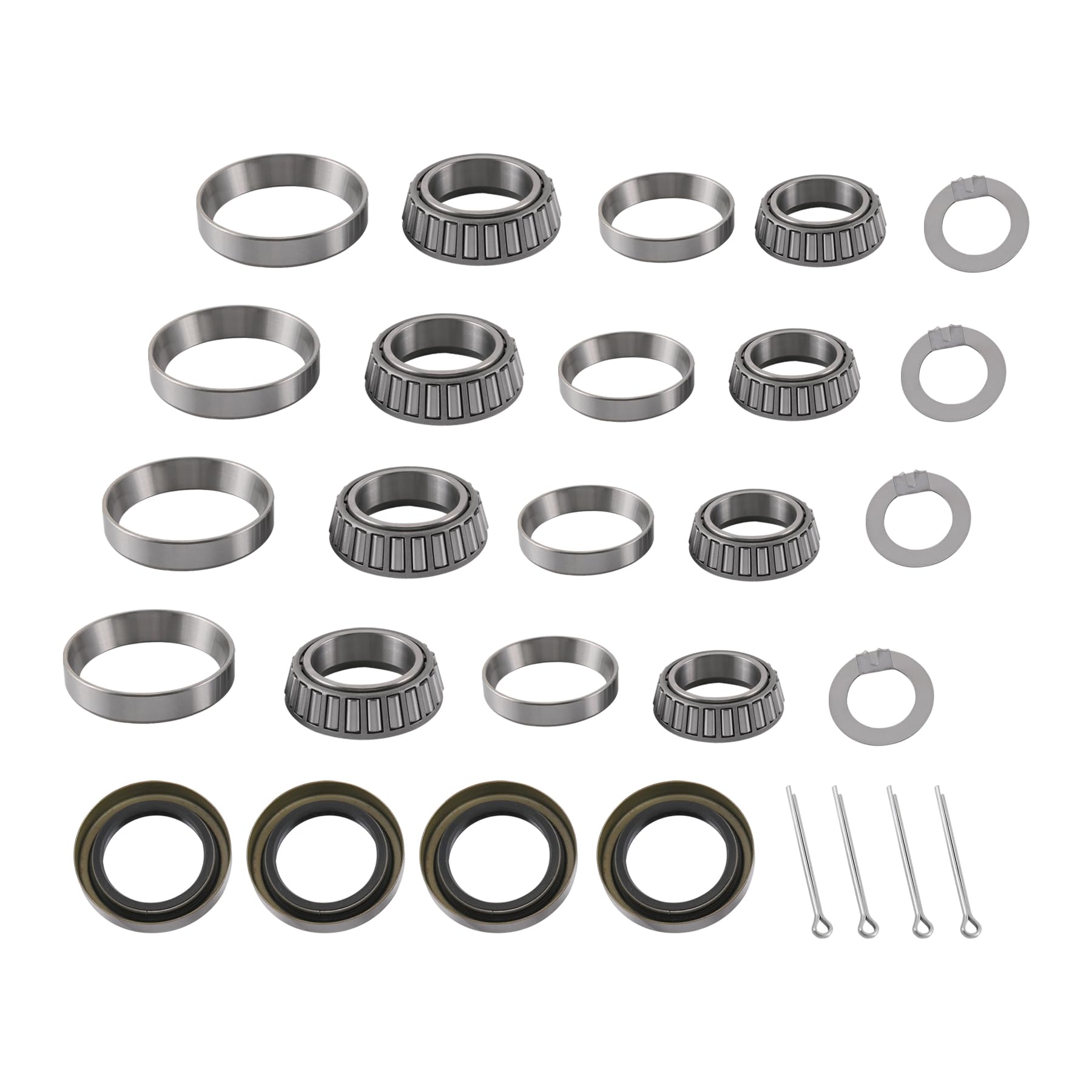 Trailer Hub Wheel Bearing Kit 25580 25520 14125A 14276 with Double Lip Grease Seals 10-36 22333TB for 5200-7000 LB Tandem Axles (Set of 4)