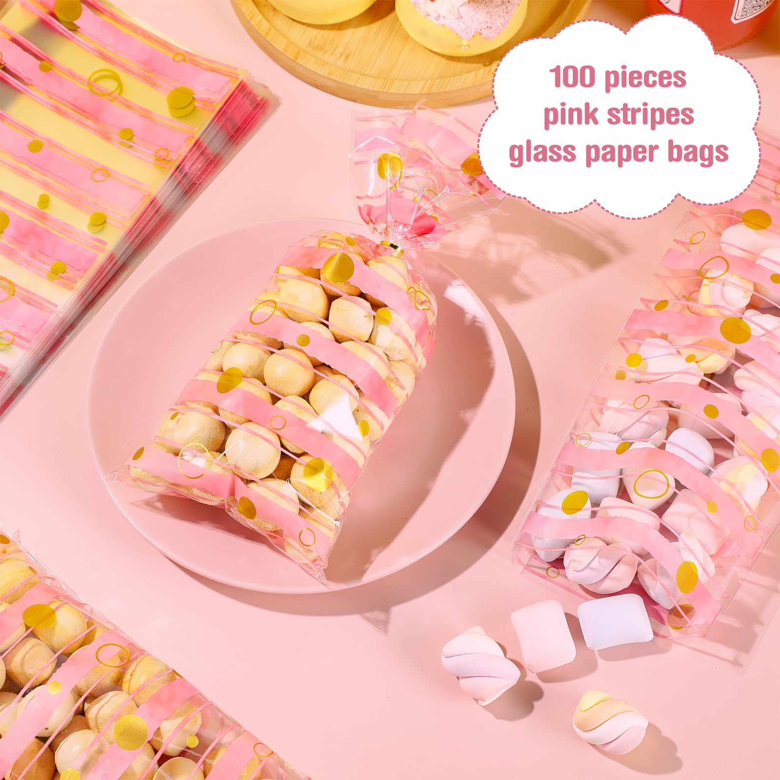 EPOSGEARu00ae 100 Mixed 7" X 9" Coloured Candy Stripe Sweet Paper Party