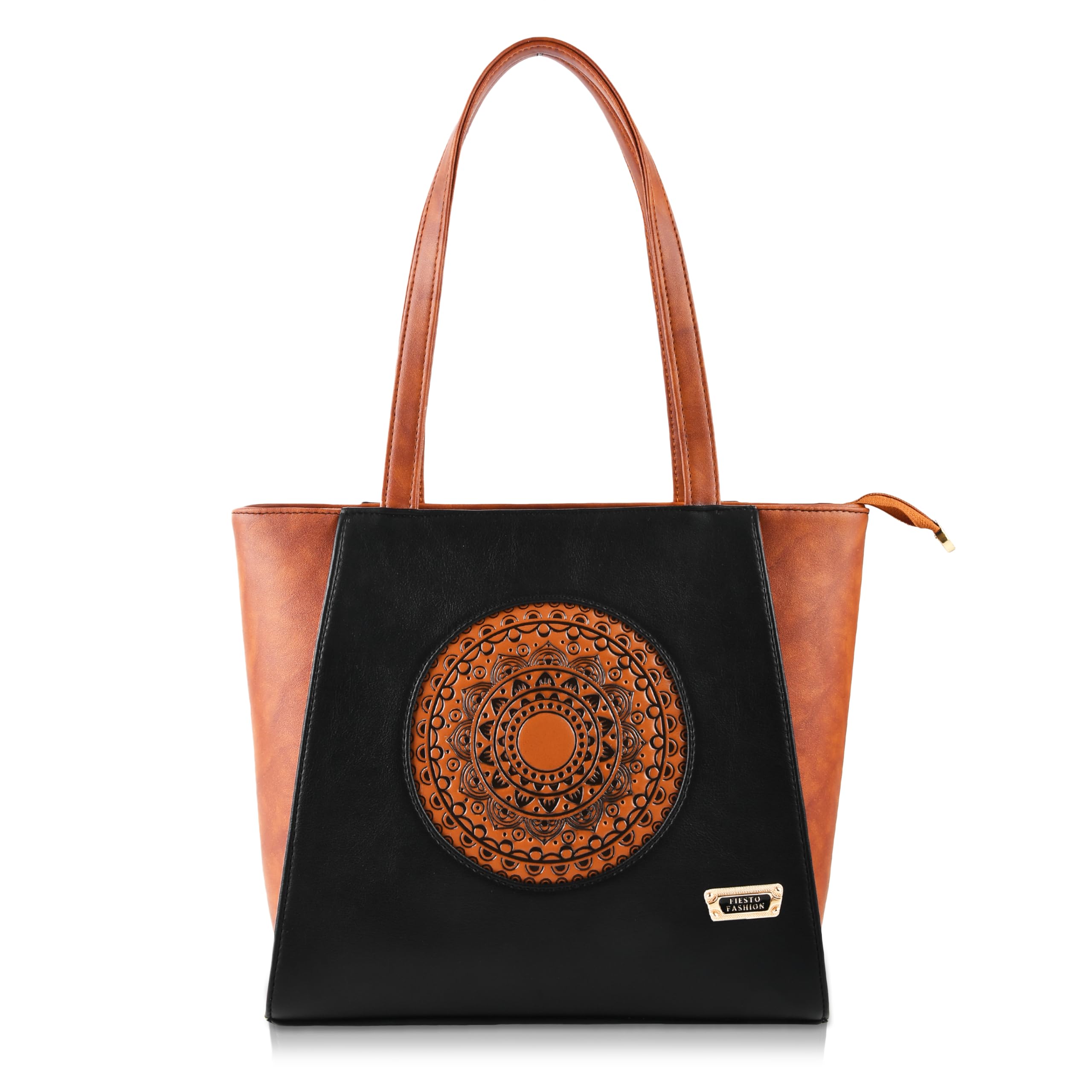 Fiesto Fashion Womens Betula Medium Tote Handbag | Ladies Purse Handbag (Pack of 1) (Black & Tan) (B0CKXN8QSL) Amazon Price History, Amazon Price Tracker