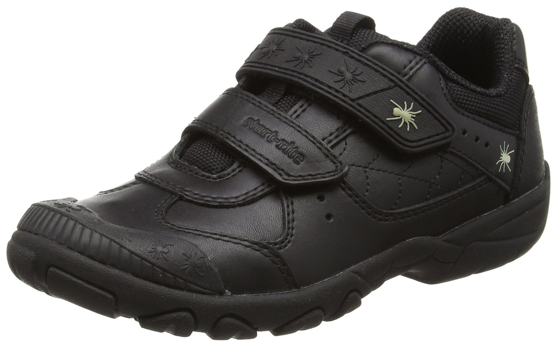 Start-riteTarantula Black Leather Boys Riptape Casual School Shoes