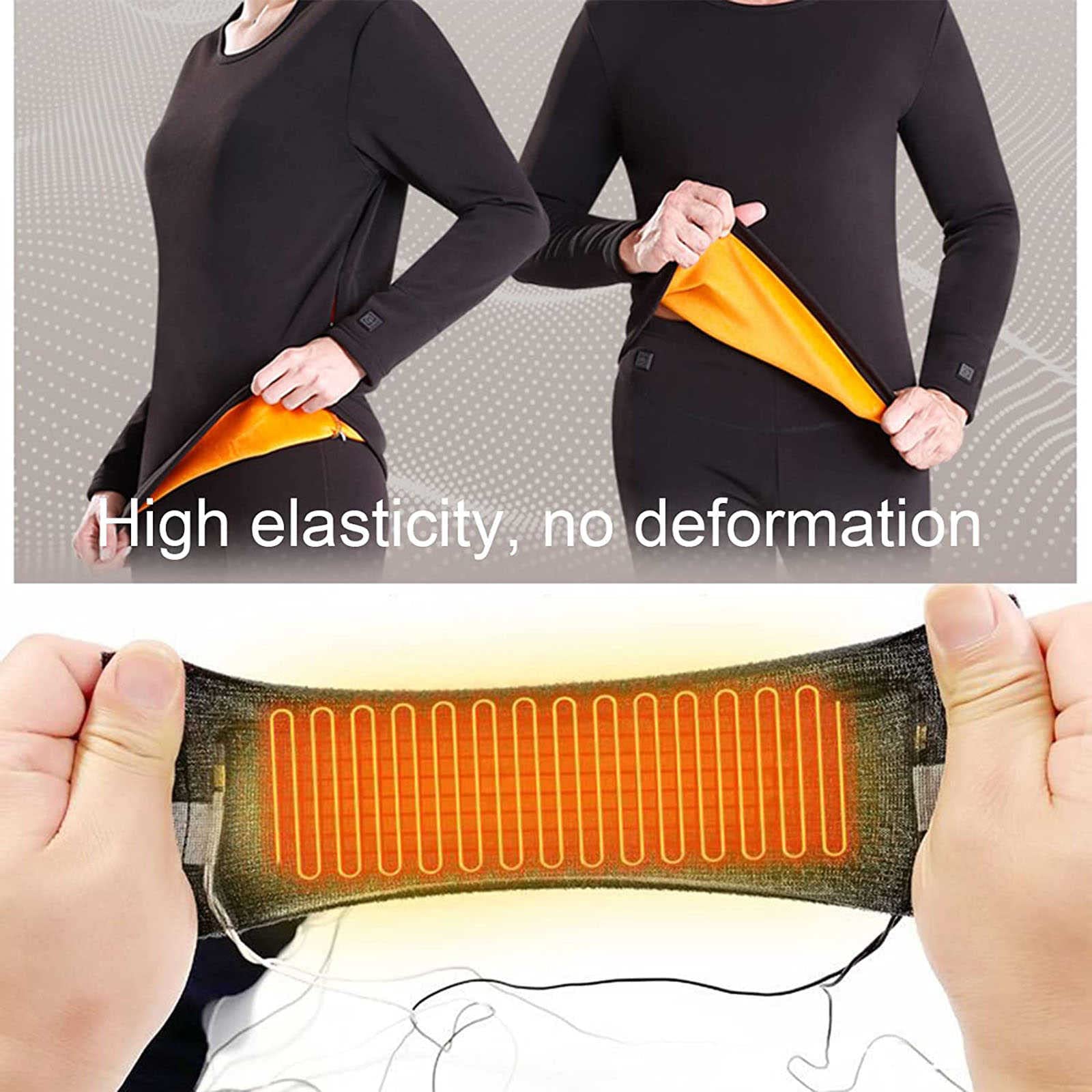 Conjunto de Ropa Interior Trmica Calefactables -Trmica Elctrico Negro (Top + Pantalones) - con 3 Configuraciones de Calor y Batera Ropa Interior Trmica Frio Extremo Conjuntos Trmicos