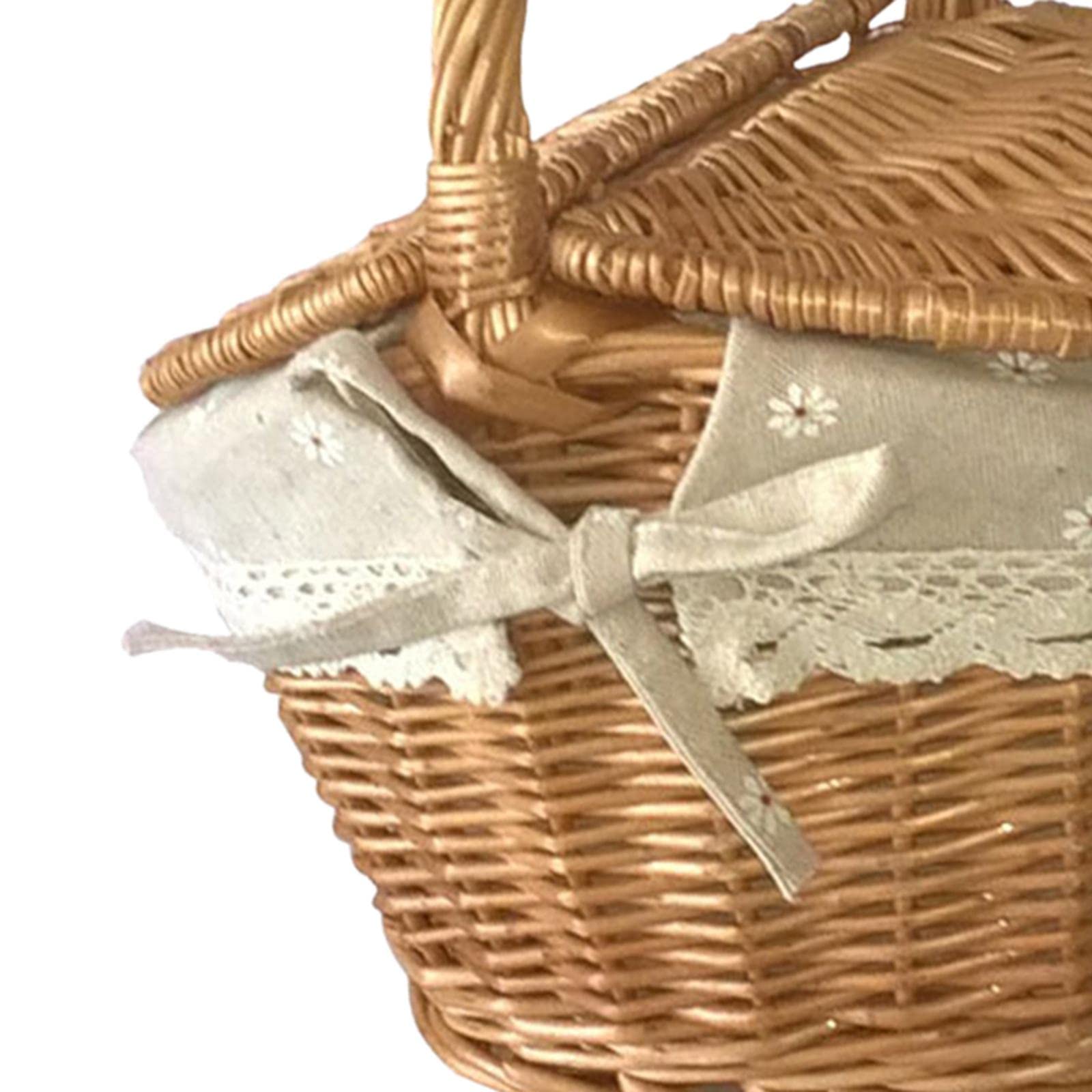Cestino da Picnic in Vimini, Cestino Portaoggetti in Rattan con Fodera Lavabile per