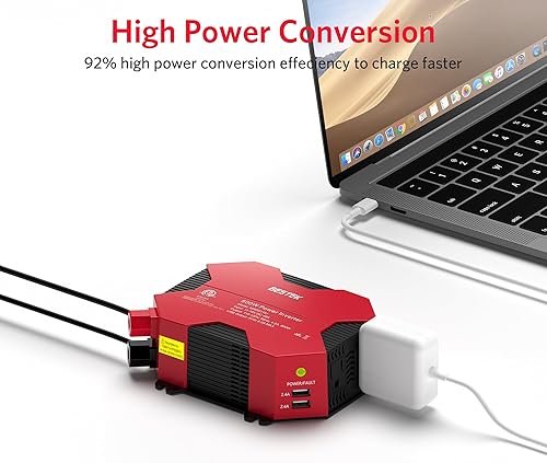 Miniatura 7 de BESTEK Inversor de corriente para automóvil de 500 W, CC 12 V a CA, 110 V, adaptador de enchufe de automóvil, convertidor de corriente con 4 puertos