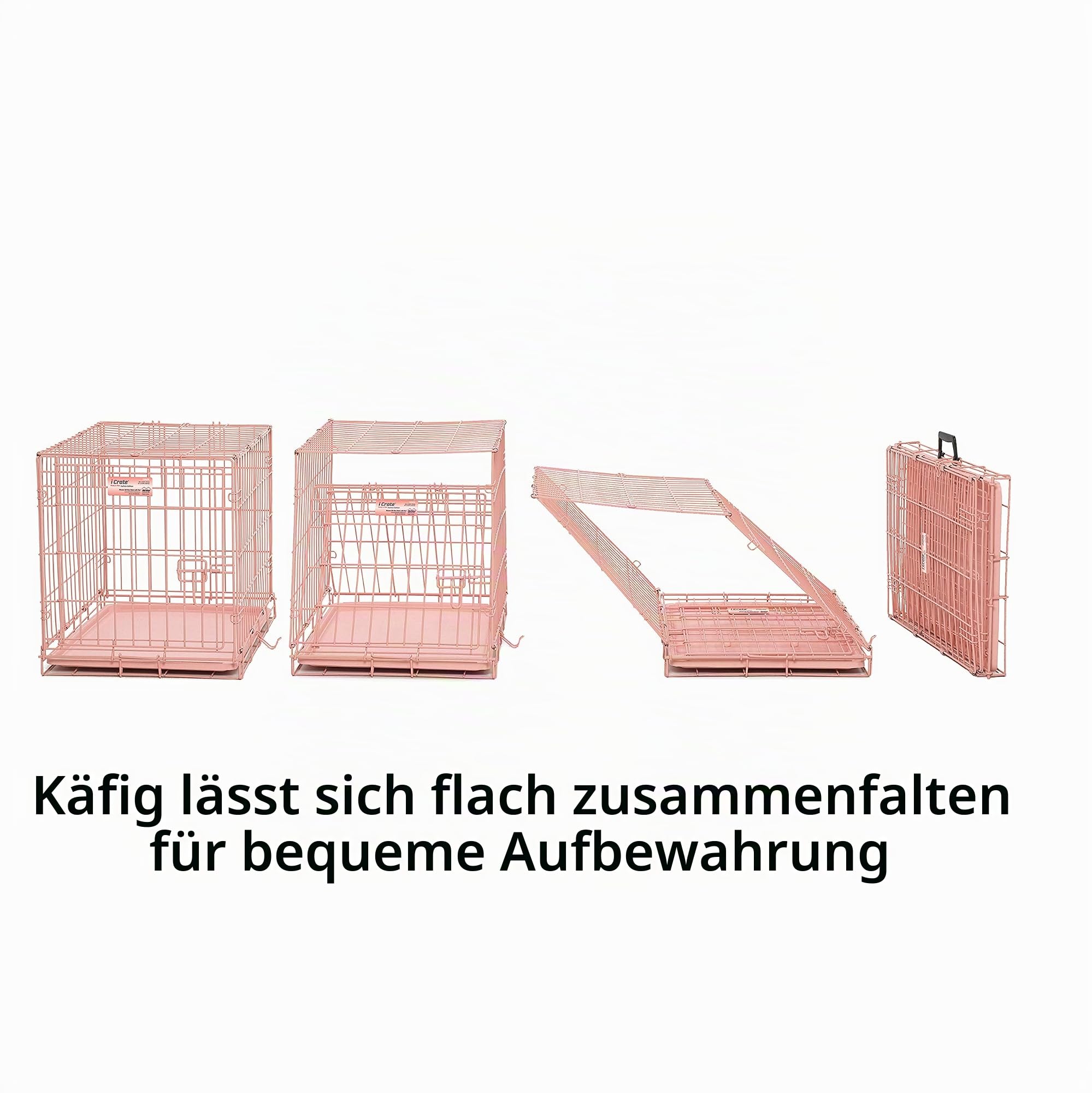 MidWest Homes for Pets Pink Fashion iCrate Hundebox-Starterset, für kleine Hunde, inklusive Hundebox, Haustierbett, 2 Näpfe und Sichtschutz, modisch rosa, 61 cm