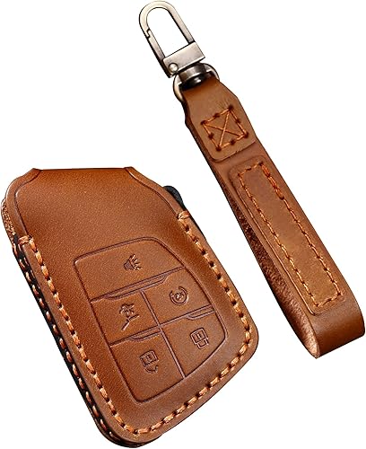 ontto Funda para llavero de 5 botones para Buick Envision 2020 2023, funda de cuero para llaves de protección completa, bolsa de llavero inteligente