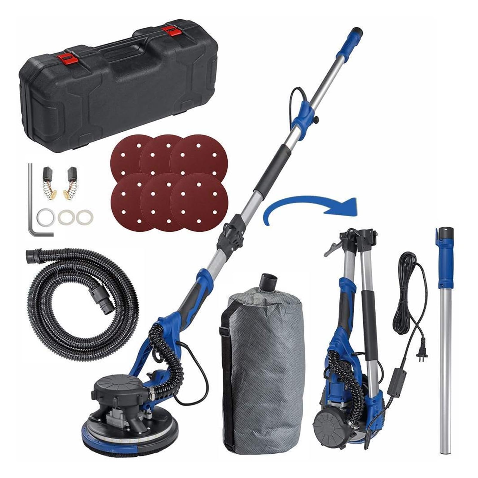 Aubest 2 Wall Sander, 1380W Electric Drywall Sander 15Mm Pole Drywall Sander Grinding Portable With Sandpaper Variable Speed M Hose Led Strip Light(2)