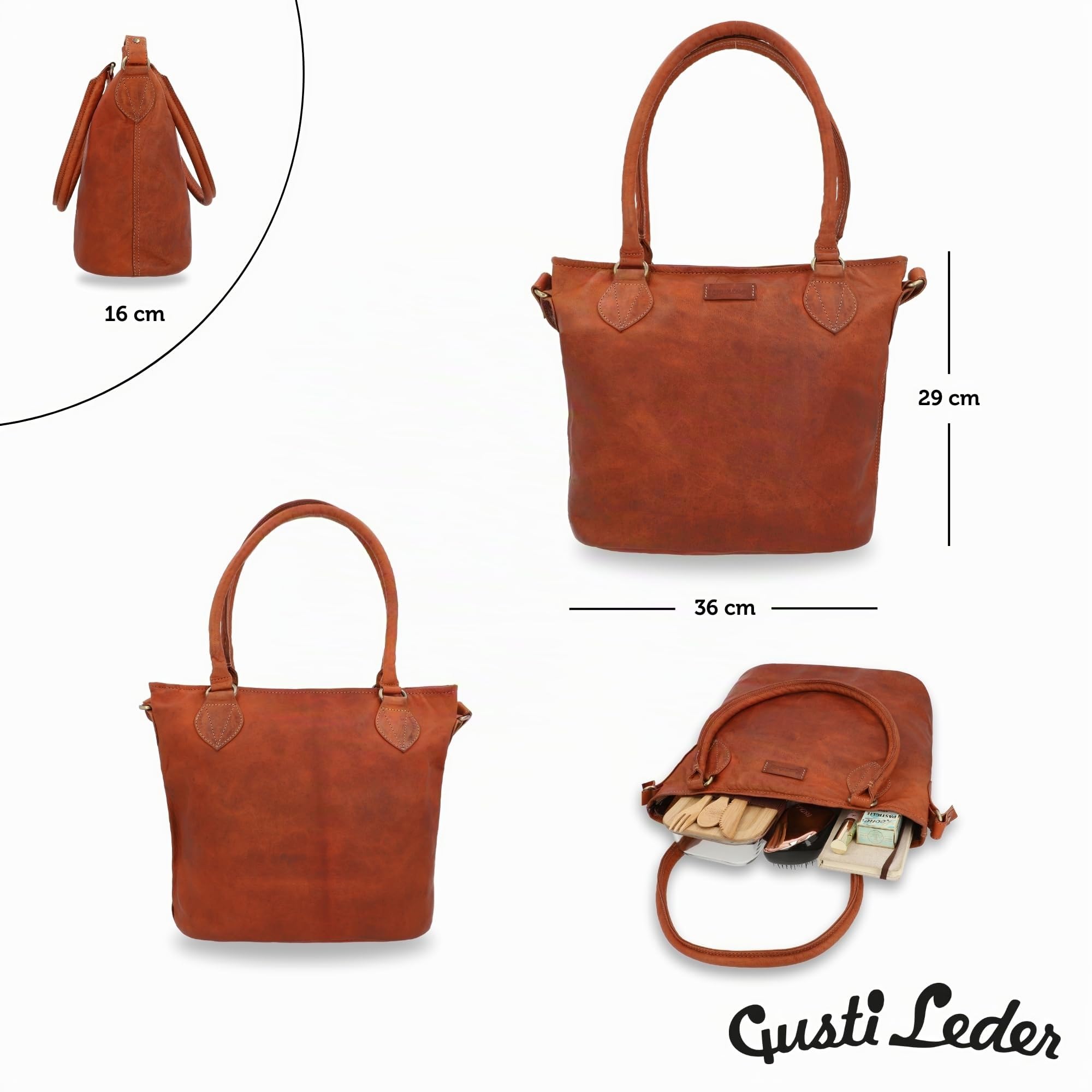Gusti Leder Bolso de mujer Therese New | Bolso bandolera hecho a mano para mujer de piel para el día a día y la oficina | Compartimento AirTag y práctico compartimento de compartimentos