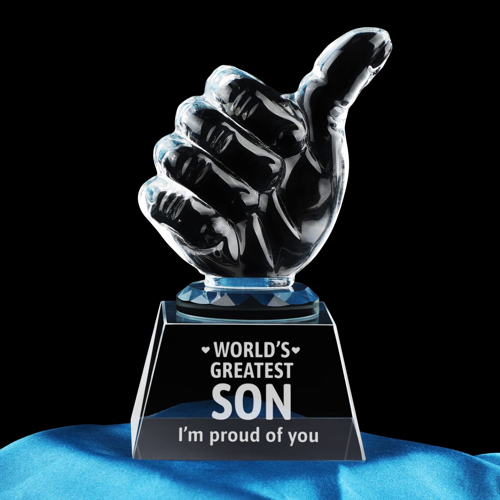 PRSTENLY Gifts for Son Crystal Keepsakes, Christmas Birthday Gifts for Son from Mom Dad, to My Son Gifts from Mom Personalized Engraved Crystal Decor