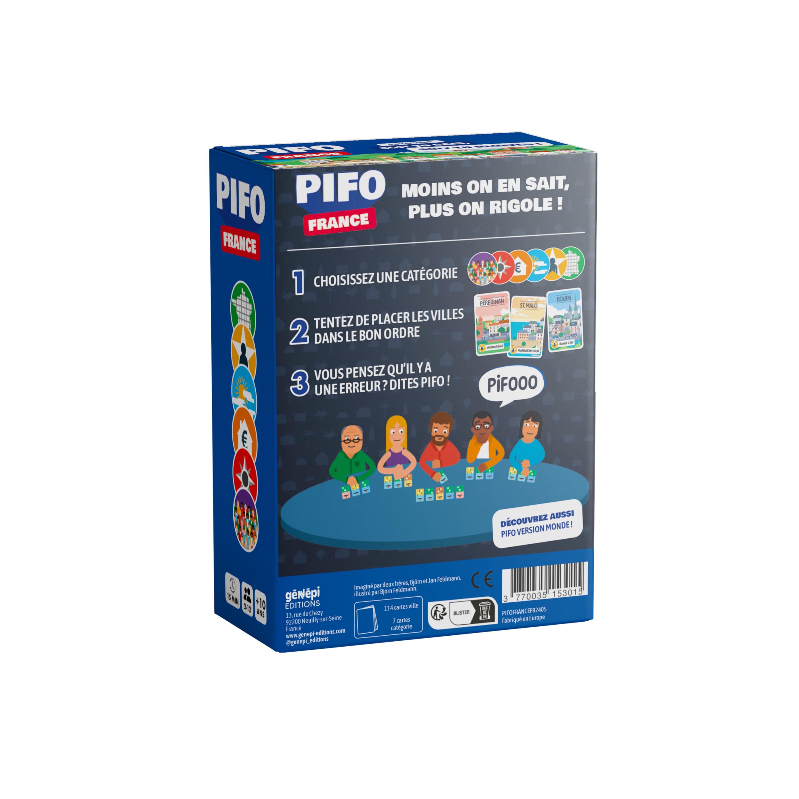 PIFO FRANCE – Bluff Game Around Cities Of France - Compare 114 Cities Across 6 Categories – Sois Tu Know – Sois Tu Bluffes - With Family Or Friends From 2 To 12 Players - From 10 Years Old