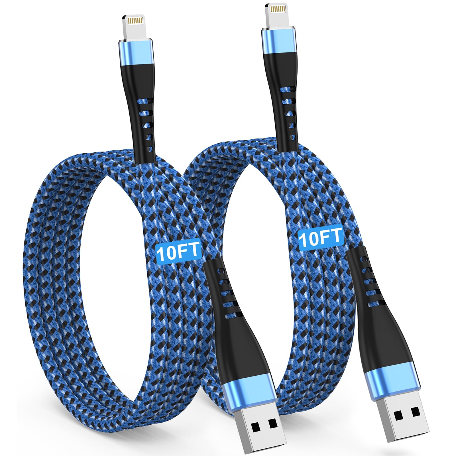 Essri 2-Pack Carplay USB A to C Cable for iPhone 16/15 Pro Max,USB C Car Charger Cable 10FT,Fast Charging Cord Compatible with iPad Pro/Air/Mini, for Apple 16/15 Series,for Samsung,Blue